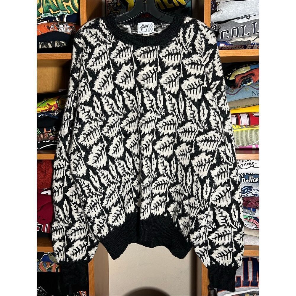 Vintage Hallet Floral Alpaca Wool Handknit Sweater